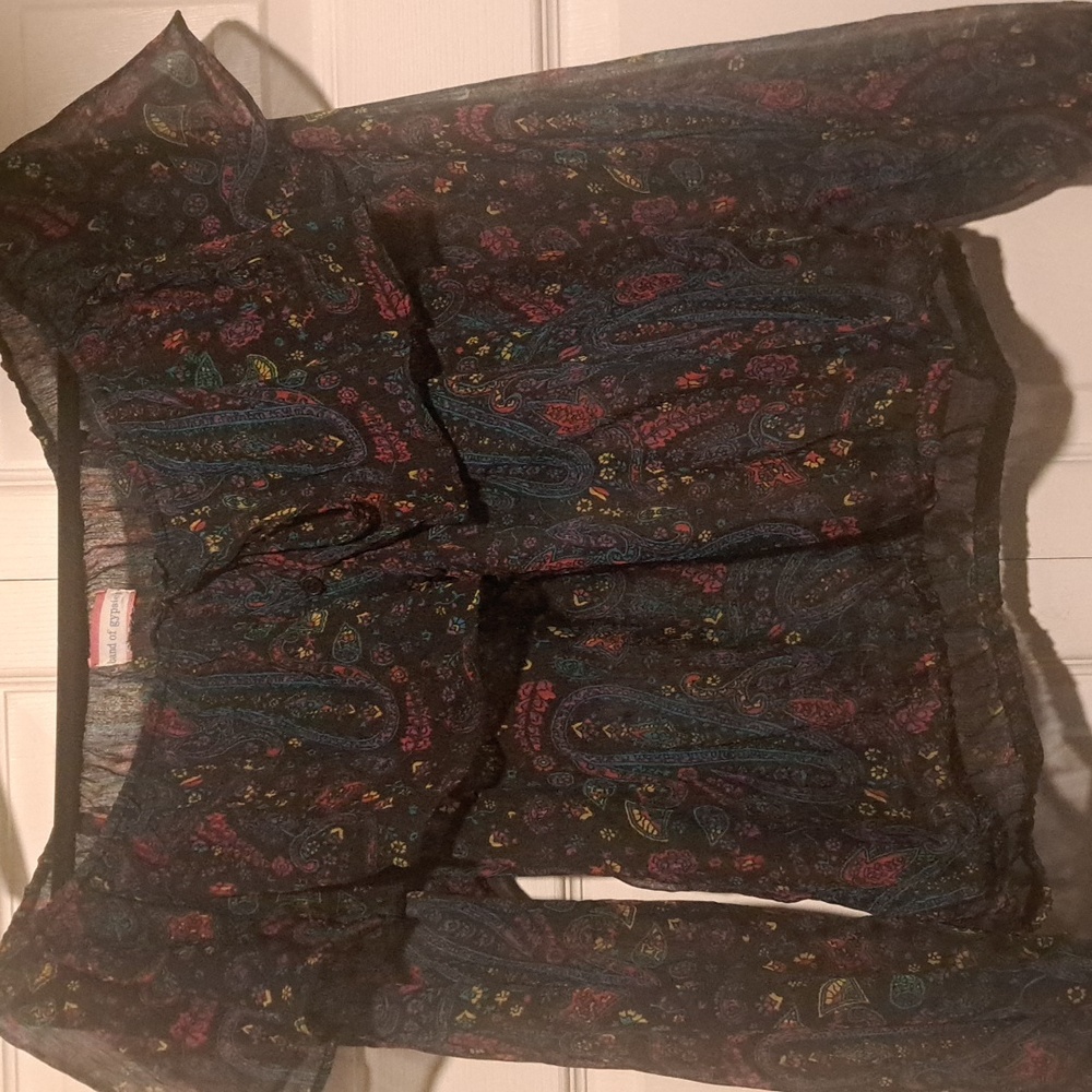 🔱 Band of Gypsies Multicolor Paisley Blouse Off the shoulder sheer Sexy blouse